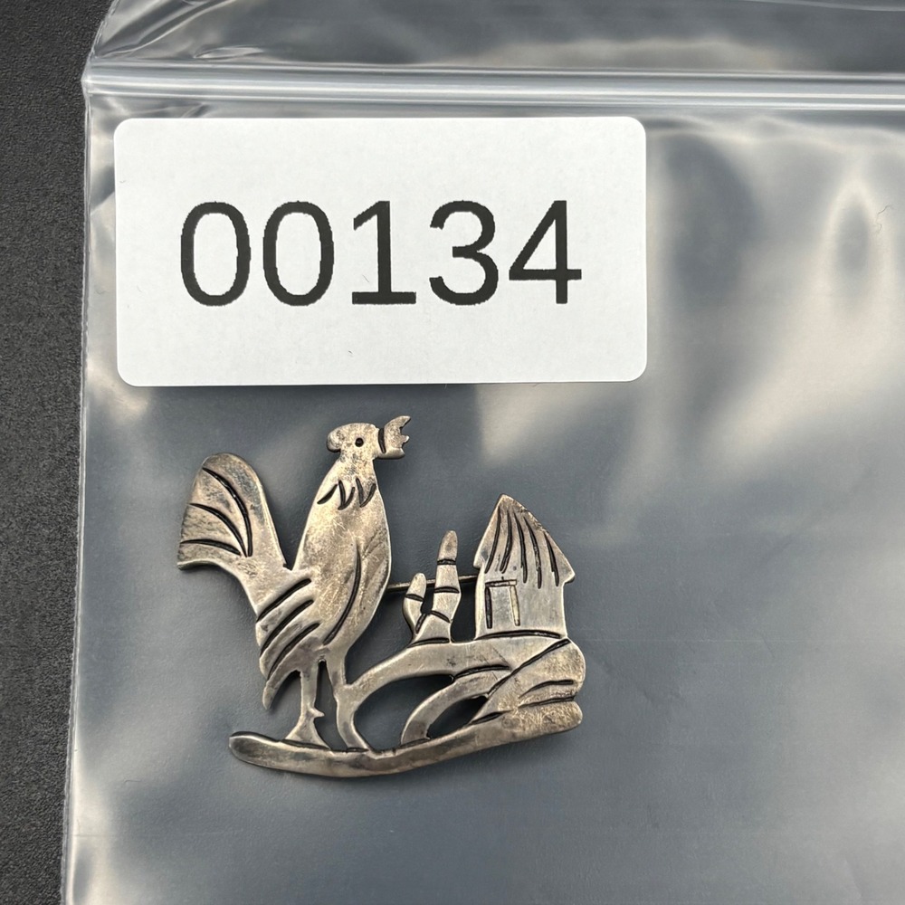 Vintage Mexican Silver Brooch Rooster Taxco Sterling Mexico Eagle 3 Mid Century - Picture 8 of 8